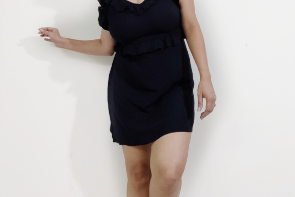 Black V- Shoulder Dress