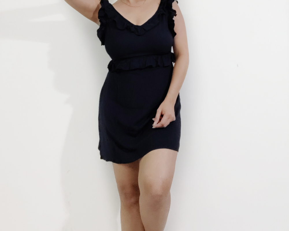 Black V- Shoulder Dress